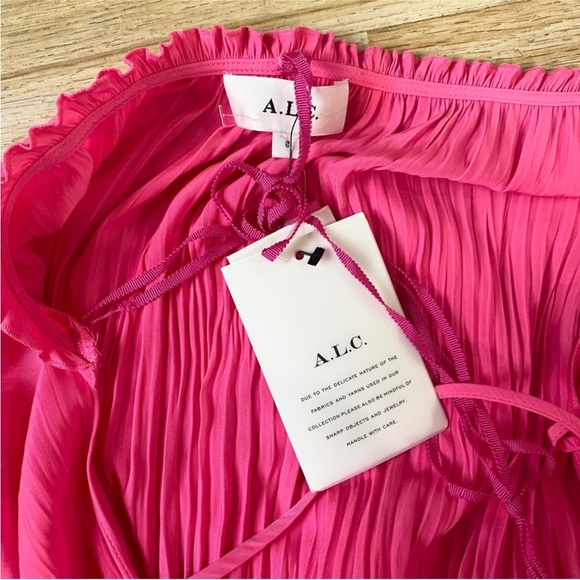 A.L.C neon hot Pink pleated dress NWT - Picture 9 of 10